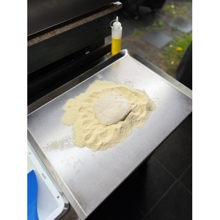 tabla de repostería de acero inoxidable, tabla de cortar, masa de pizza, acero