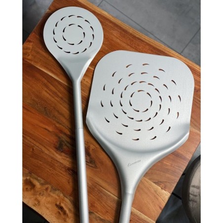 Perforeret rundt aluminium dreje pizza skovl 18 cm (7") letvægt og fleksibel