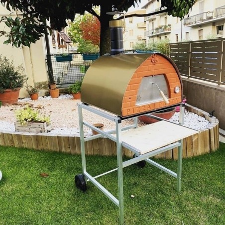 Outdoor Holzofen mobil 70x70 Bronze, Holzofen für Pizza, Holzbackofen, Pizzaofen, Holzfeuerofen
