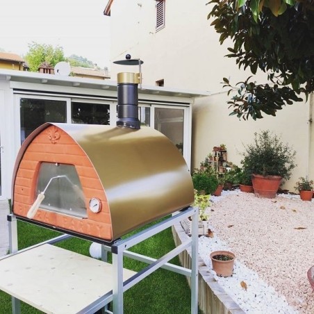 Mobilny piec na drewno zewnętrzny 70x70 Brązowy piec opalany drewnem do pizzy holzbackofen piec do pizzy piec opalany drewnem