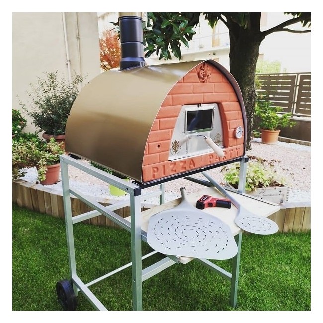Four Pizza Party 70x70 Four en bois de chauffage en acier réfractaire pour pizza holzbackofen