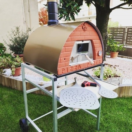 Four Pizza Party 70x70 Four en bois de chauffage en acier réfractaire pour pizza holzbackofen