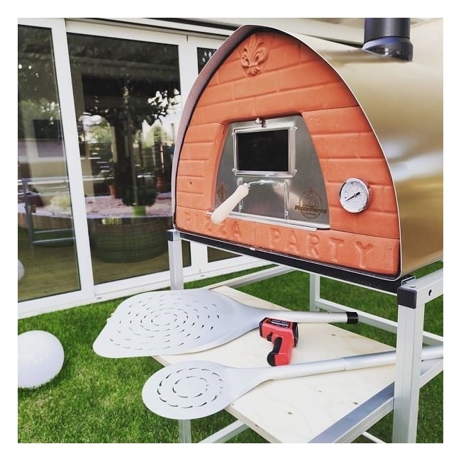 Outdoor Holzofen mobil 70x70 Bronze, Holzofen für Pizza, Holzbackofen, Pizzaofen, Holzfeuerofen