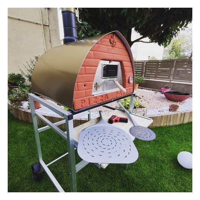 Outdoor Holzofen mobil 70x70 Bronze, Holzofen für Pizza, Holzbackofen, Pizzaofen, Holzfeuerofen