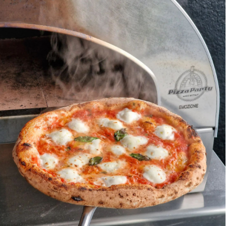 Stor utomhus gasdriven pizzaugn mobil Emozione Pizza Party 2 pizza