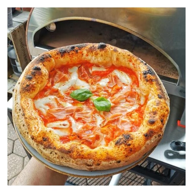 Stor utomhus gasdriven pizzaugn mobil Emozione Pizza Party 2 pizza