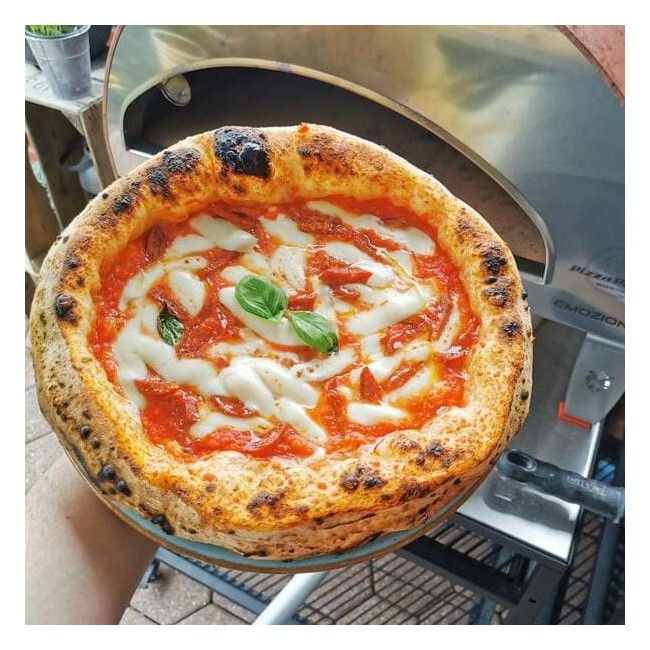 Stor utomhus gasdriven pizzaugn mobil Emozione Pizza Party 2 pizza